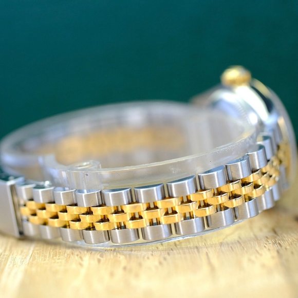 ROLEX DATEJUST WHITE ROMAN DIAL 18K GOLD FLUTED JUBILEE TWOTONE WATCH 26MM 69173 - Picture 5 of 13